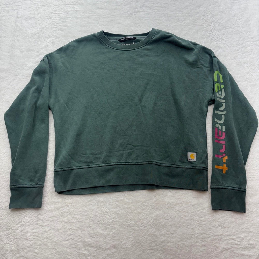 Carhartt Womens Loose Fit Tencel Fiber Series Sweatshirt Green TS6890-W Size M